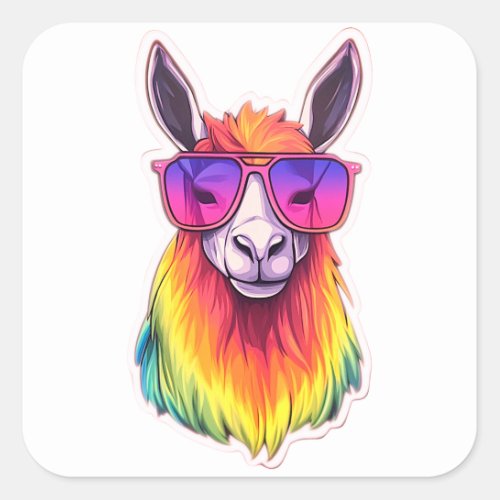 Cool LGBTQ LLama in Sunglasses Square Sticker