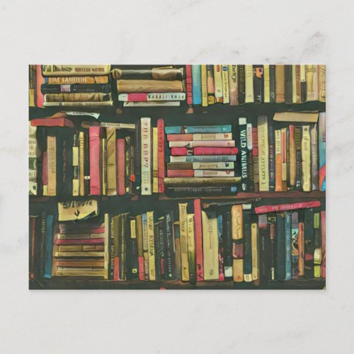 Cool library lover gift postcard