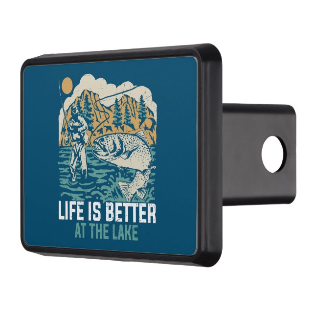 cool life better lake word art  hitch cover (Left)
