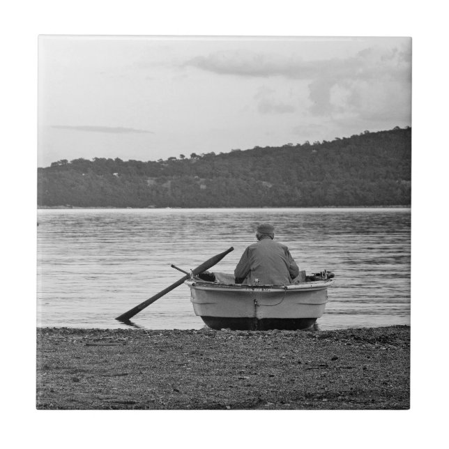 Cool lifestyle cultural photo of Aegean fisherman Ceramic Tile (Front)