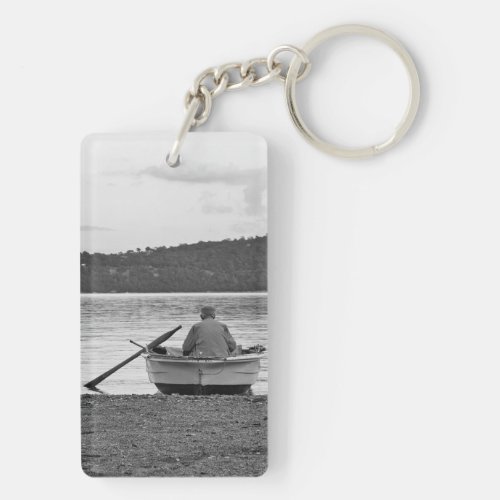 Cool lifestyle cultural photo of Aegean fisherman Keychain
