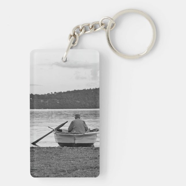 Cool lifestyle cultural photo of Aegean fisherman Keychain (Back)