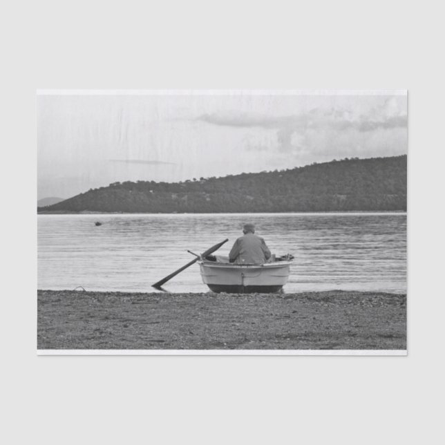 Cool lifestyle cultural photo of Aegean fisherman Tissue Paper (Front)
