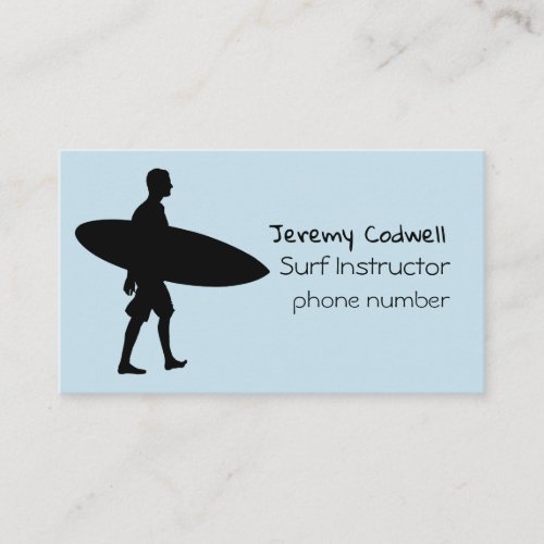 Cool Light Blue Surf Instructor Business Card