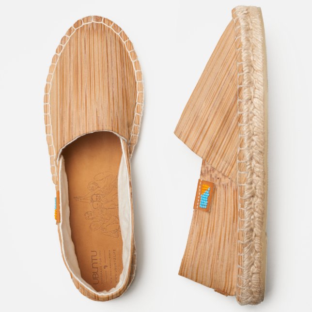 Cool light brown bamboo wood print espadrilles (Side)
