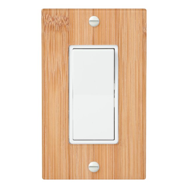 Cool light brown bamboo wood print light switch cover (In Situ)