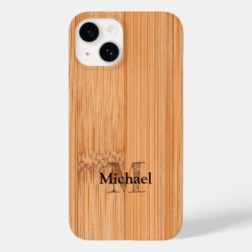 Cool light brown bamboo wood print Monogram Case_Mate iPhone 14 Case