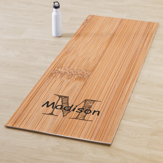Cool light brown bamboo wood print Monogram  Yoga Mat (In Situ)
