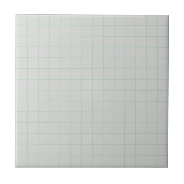 Cool Light Grey & Mint Green Checkered Retro  Ceramic Tile (Front)