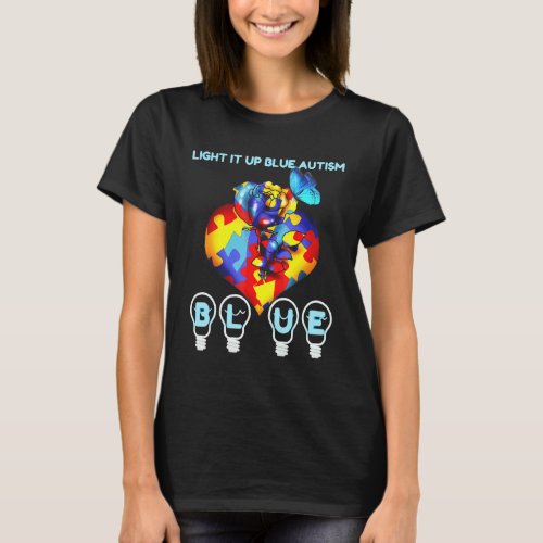 Cool Light It Up Blue Autism I Wear Blue For Aware T_Shirt