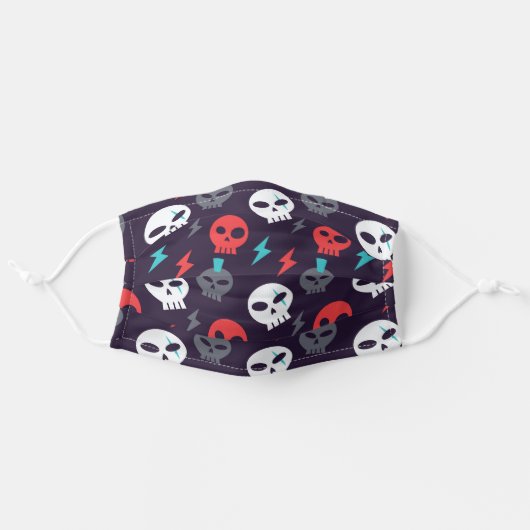 Cool Lightening And Skulls Pattern Adult Cloth Face Mask (Front, Unfolded)
