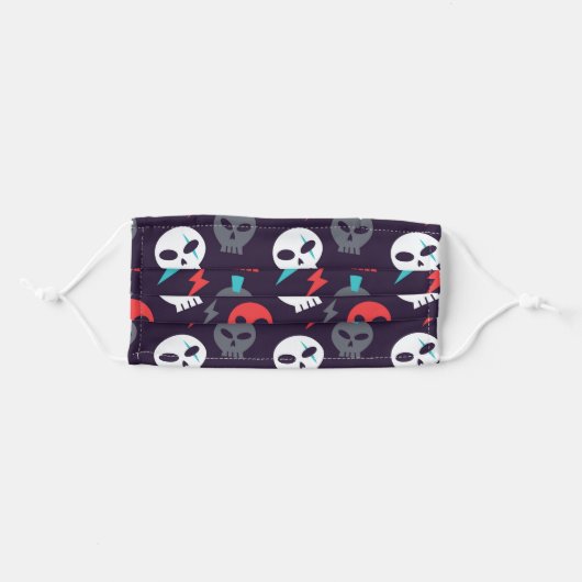 Cool Lightening And Skulls Pattern Adult Cloth Face Mask (Front, Folded)