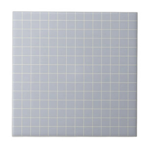 Cool Lilac & White Checkered Pattern Retro Ceramic Tile
