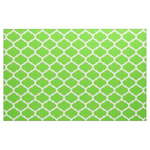 Cool Lime Green Moroccan Quatrefoil Pattern Fabric