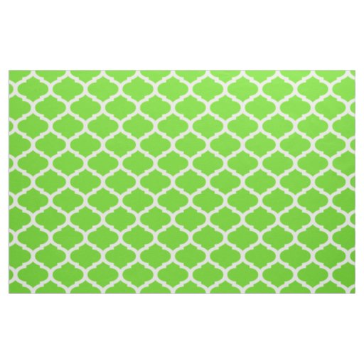 Cool Lime Green Moroccan Quatrefoil Pattern Fabric