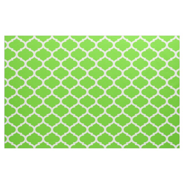 Cool Lime Green Moroccan Quatrefoil Pattern Fabric (Fat Quarter)