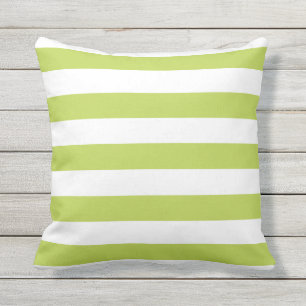 Cool Lime Nautical Stripes Pattern Outdoor Pillows