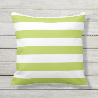 Cool Lime Nautical Stripes Pattern Outdoor Pillows