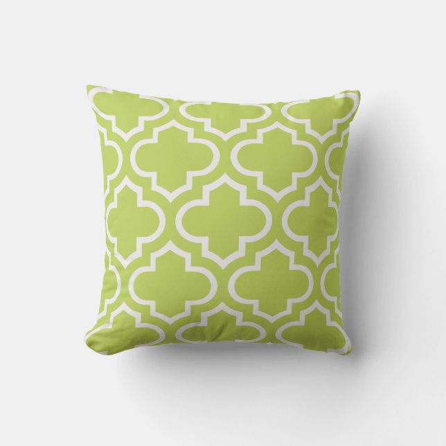 Cool Lime Outdoor Pillow Quatrefoil (Front)