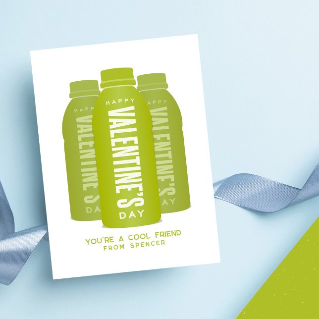 Cool lime sports drink fun classroom Valentine Note Card (Creator Uploaded)