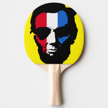 Cool Lincoln Sunglasses Pop Art (red White Blue) Ping-pong Paddle by SmokyKitten at Zazzle