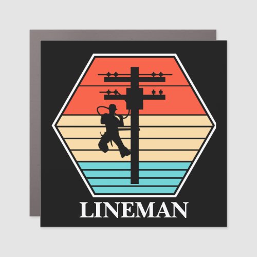 Cool Lineman Vintage Sunset  Car Magnet