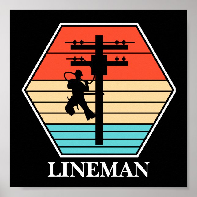 Cool Lineman Vintage Sunset  Poster (Front)