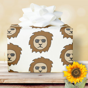 Cool Lion Head Pattern Kids Animal Wrapping Paper