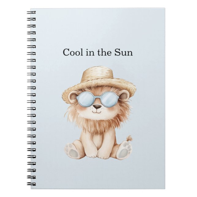 Cool Lion in Sun Beach Sunglasses Hat Notebook (Front)
