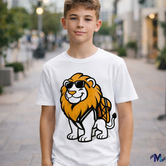 Cool Lion Kids Shirt – Customizable Brave Animal  (Creator Uploaded)