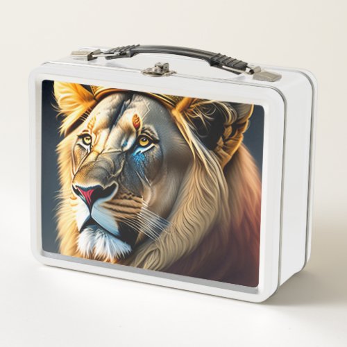Cool Lion King Painting Art Metal Lunch Box