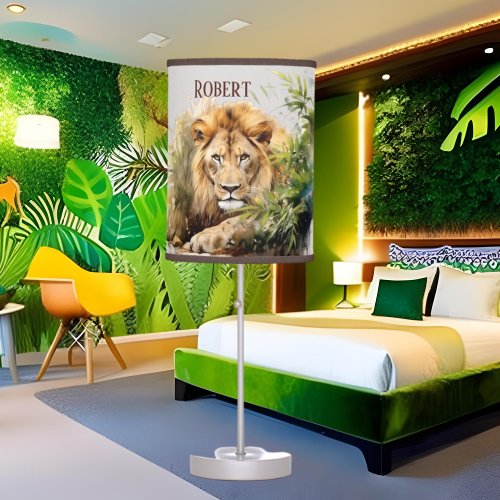cool lion lovers add text  table lamp