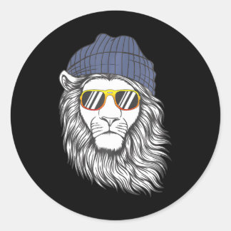 Cool Lion Lovers Head with Sunglasses Lion Head Classic Round Sticker