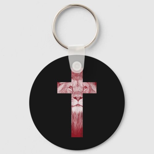 Cool Lion Of Judah Cross Jesus Gift for Christians Keychain