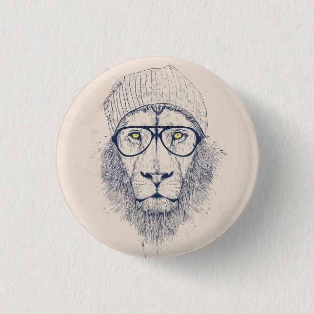 Cool lion pinback button (Front)