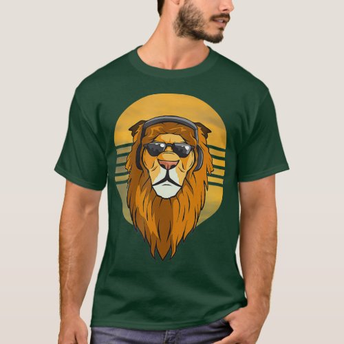 Cool Lion with Headphones Music T_Shirt