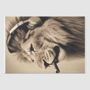 Cool Lion with headphones Smoking decoupage/tissue Tissue Paper