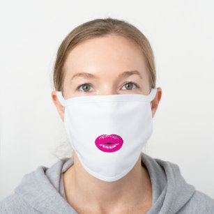 Cool Lips Makeup White Cotton Face Mask