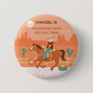 Cool little cowboy and horse Birthday Party Button