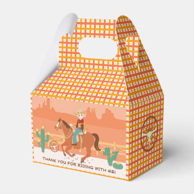 Cool little cowboy and horse Birthday Party Favor Boxes (Front Side)