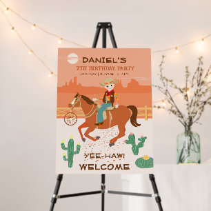 Cool little cowboy and horse Birthday Party Foam Board