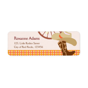 Cool little cowboy and horse Birthday Party Label