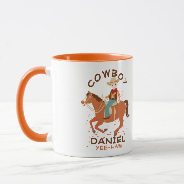 Cool little cowboy and horse Birthday Party Mug (Left)