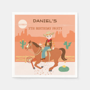 Cool little cowboy and horse Birthday Party Napkins