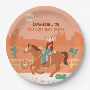 Cool little cowboy and horse Birthday Party Paper Plates