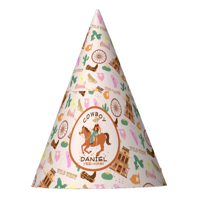 Cool little cowboy and horse Birthday Party Party Hat (Front)
