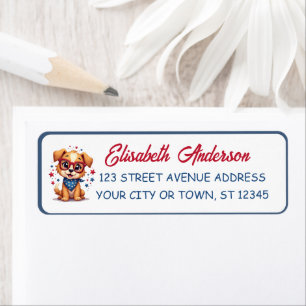 Cool Little Patriotic Dog Birthday Label