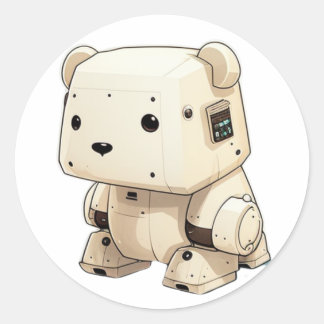 Cool Little Soldier Robot Bear: Ready to Help in S Classic Round Sticker