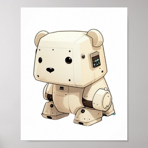 Cool Little Soldier Robot Bear Ready to Help in S Poster