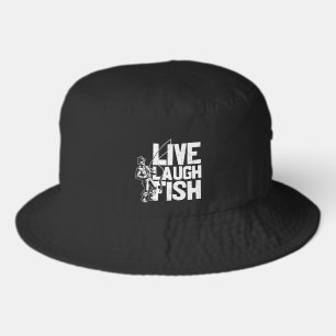 Cool live laugh fish word art  bucket hat